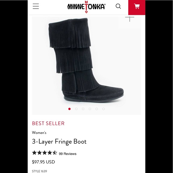 EUC Size 7 Black Minnetonka 12” tall fringe boots - Picture 7 of 7